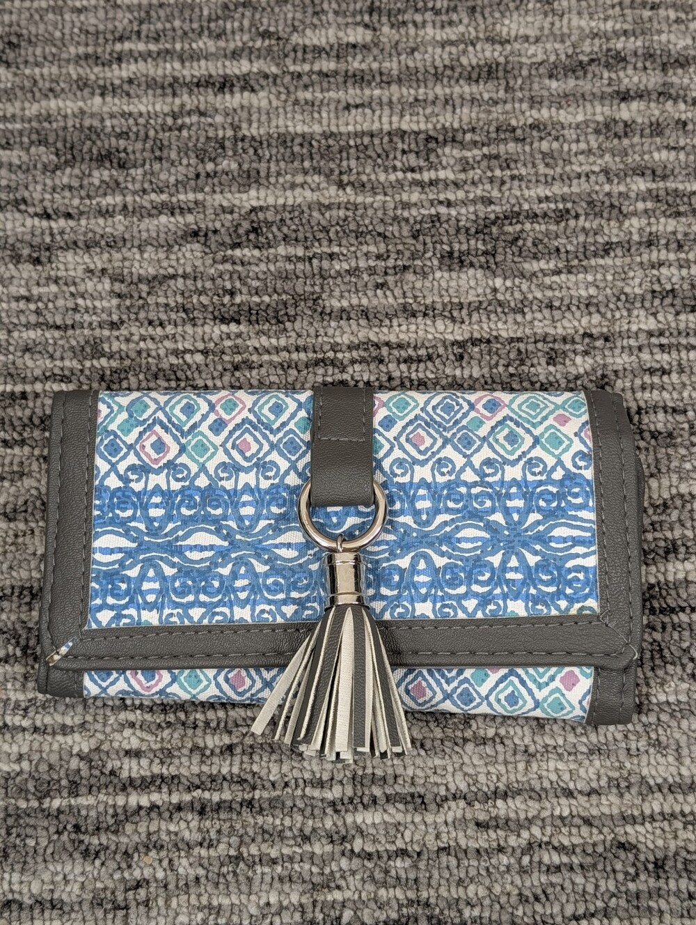 Claire's Blue Patterned Tassel Wallet